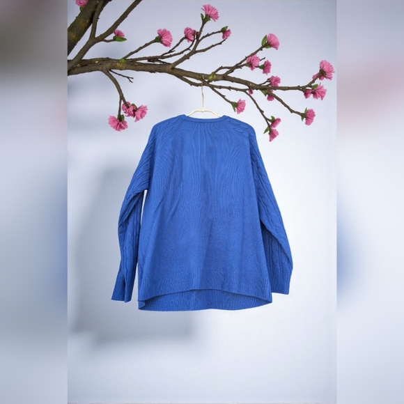 Croft & Barrow The Extra Soft Cabled Crew Neck Sweater Flynn Navy Large (EUC) - Picture 9 of 11